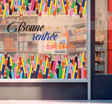 Sticker bonne rentrée à tous avec crayons - TenStickers