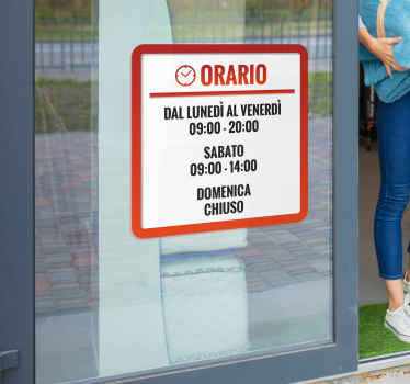 Adesivo per vetrina orari di negozio personalizzabili - TenStickers