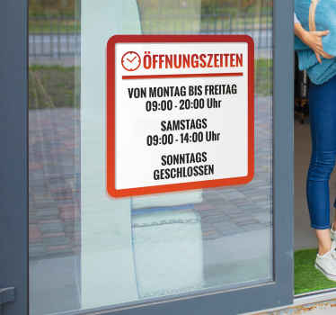 Öffnungszeiten Aufkleber roter Rand - TenStickers