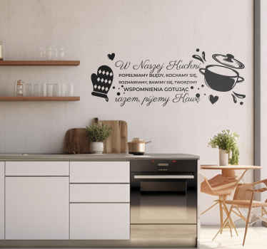 Naklejka na ścianę do kuchni tworzymy wspomnienia gotując - TenStickers