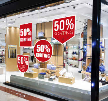 Aanpasbare rode korting stickers voor raam - TenStickers