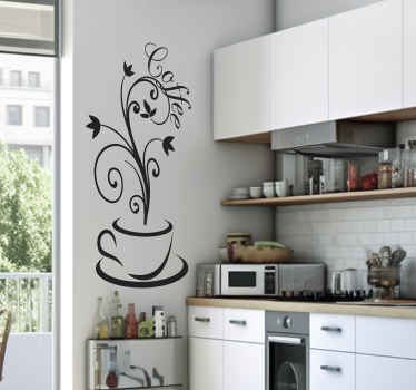 Wandtattoo Küche kaffee Linien zeichnen - TenStickers