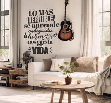 Vinilo frase Lo terrible se aprende rápidamente - TenVinilo