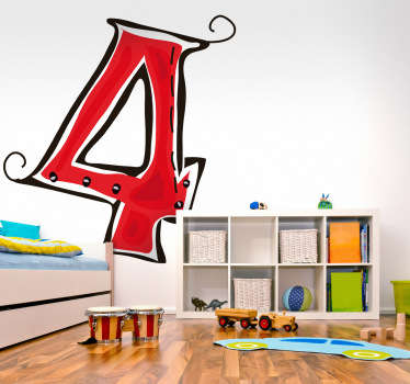 Nummer 4 klistermærke - TenStickers