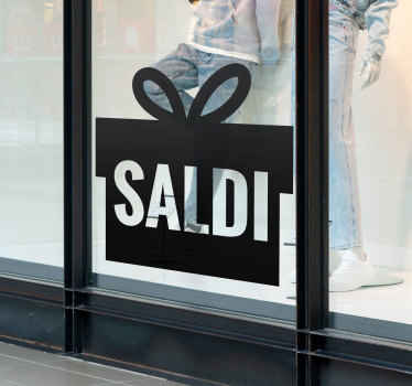 Vetrofanie saldi pacco regalo - TenStickers