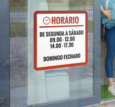 Autocolante para montras horário comercial - TenStickers