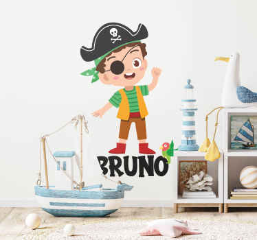 Wandtattoo Kinderzimmer Pirat mit Name - TenStickers