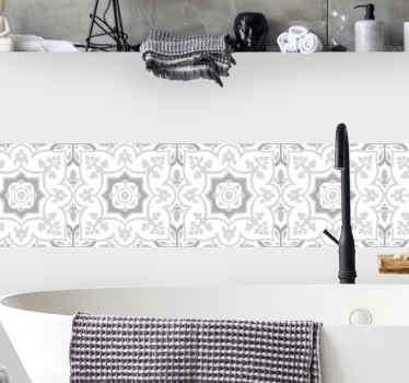 Moroccan tile gray tones bathroom wall decal - TenStickers