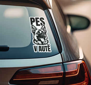 Pes v autě samolepka na auto - TenStickers