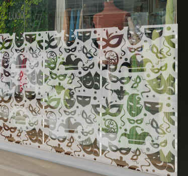 Carnival masks pattern shop window sticker - TenStickers