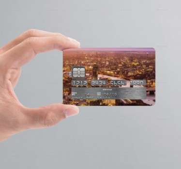Cityscape sunset credit card sticker - TenStickers