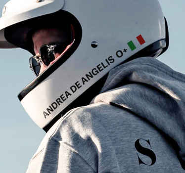 Adesivo moto nome del casco con bandiera - TenStickers