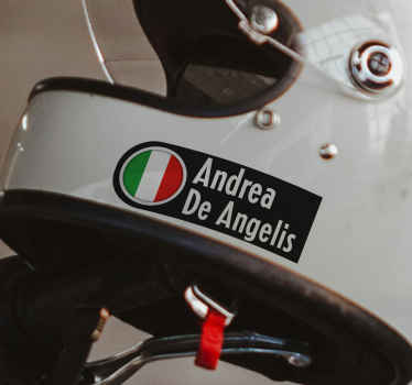 Adesivo casco moto bandiera italiana con nome - TenStickers