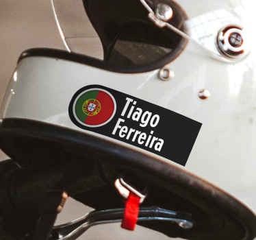 Autocolante capacete bandeira portuguesa e nome - TenStickers