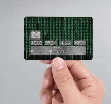 Adhesivos para personalizar tu tarjeta de crédito con una textura de código basada en la película de Matrix.