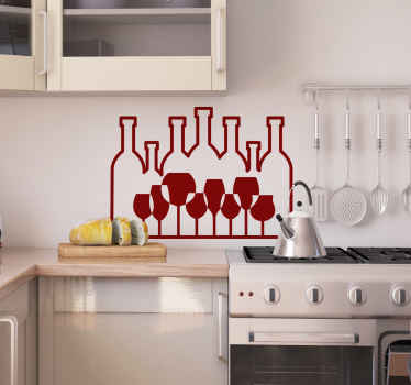 Glas og vine køkken wallsticker - TenStickers
