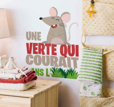 Sticker comptine Une Souris Verte - TenStickers