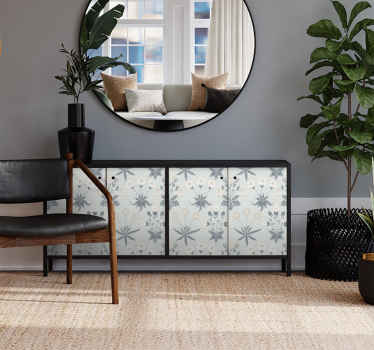 αυτοκόλλητο έπιπλα παστέλ μπλε λουλουδάτο μοτίβο - TenStickers