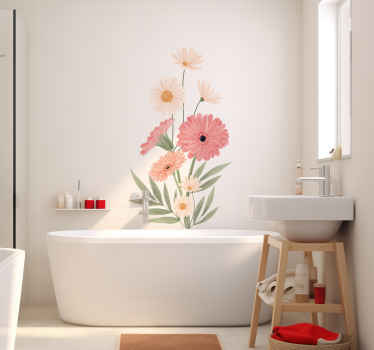 Sticker marguerites roses salle de bain - TenStickers
