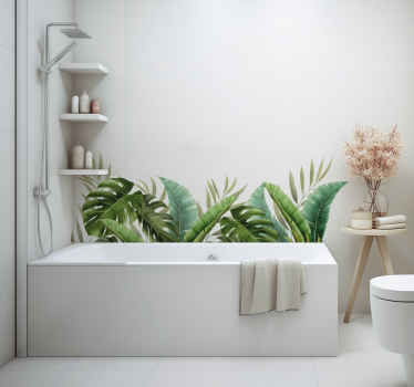 tropical plants bathroom wall decal - TenStickers