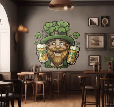 Leprechaun With A Beer Wall Decal - TenStickers