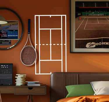 Autocollant lignes blanches terrain de tennis - TenStickers