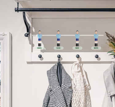 Sticker mur porte manteau figurines de baby-foot - TenStickers