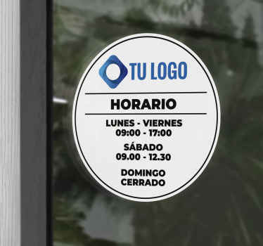 Vinilo escaparate horario circular logotipo - TenVinilo