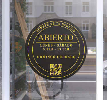 Pegatina horario de negocio y qr personalizable - TenVinilo