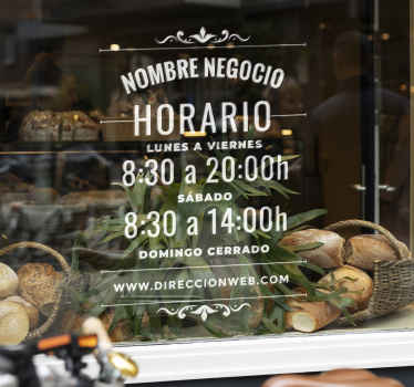 Pegatina escaparate horario elegante - TenVinilo