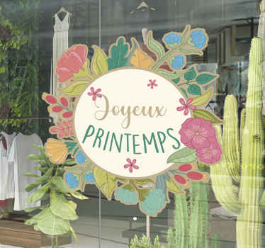 Sticker fenêtre joyeux printemps - TenStickers