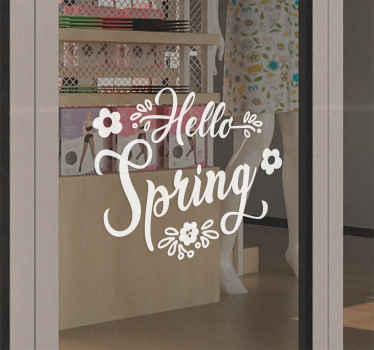 hello spring shop window sticker - TenStickers