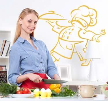 Sticker keuken chef bediening snor - TenStickers