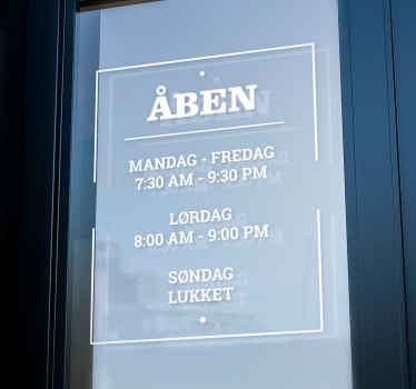åbningstider butik klistermærke - TenStickers