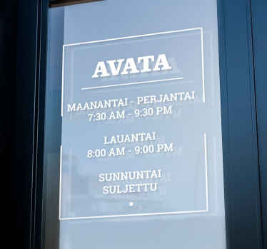 Aukioloajat näyteikkunatarra - Tenstickers