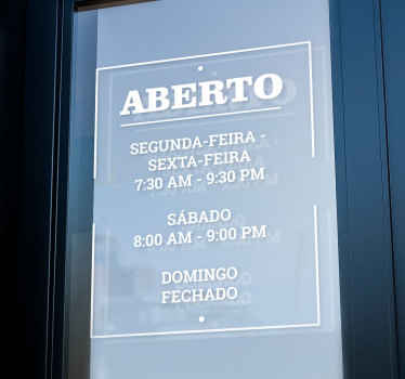 Autocolante decorativo para montras horário de funcionamento - TenStickers