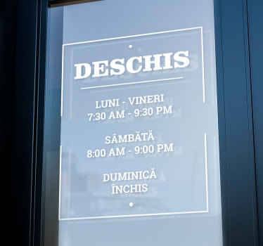 Autocolante magazin semne frontale ore de deschidere - TenStickers