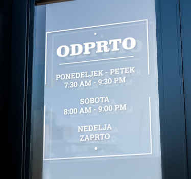 Odpiralni čas nalepka za promocijo prodaje - TenStickers