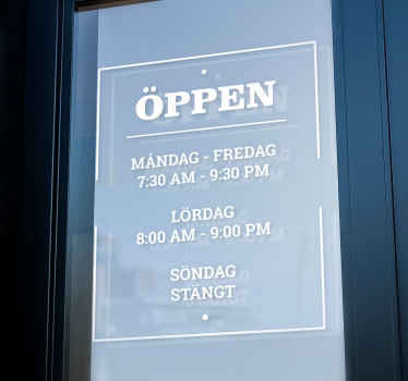 öppettider Väggklistermärken skyltfönster - Tenstickers