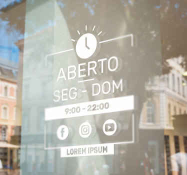 Autocolante decorativo para montras horário personalizado - TenStickers