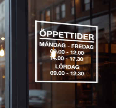 Personligt klistermärke med tidtabell för butik  - Tenstickers