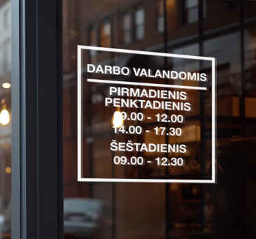 Asmeninis parduotuvės tvarkaraščio lipdukas  - „Tenstickers“