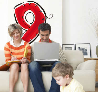 Leikkisä numero yhdeksän sijaintitarra - Tenstickers