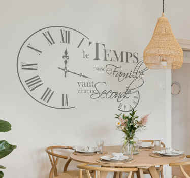 Adhésif mural salon citation inspirante avec horloge - TenStickers
