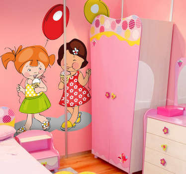 Vinilo infantil niñas globos y helados - TenVinilo