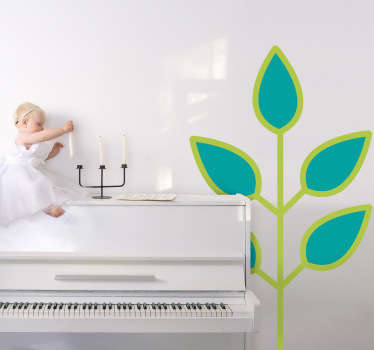 Kids Green Leaves Branch Wall Sticker - TenStickers