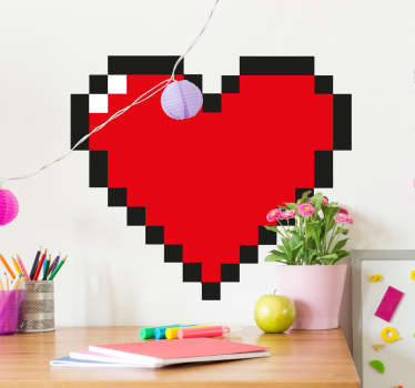 Pixel Love Heart Wall Sticker - TenStickers