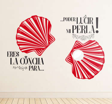 Pegatina boda eres la concha para mi perla - TenVinilo