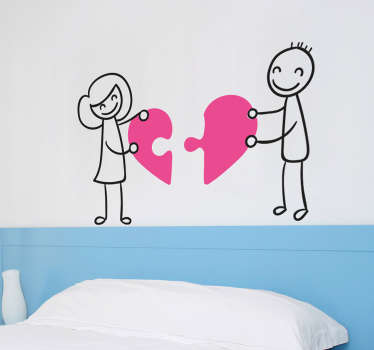 Heart Jigsaw Piece Wall Sticker - TenStickers