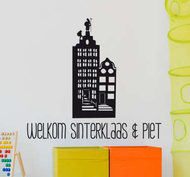 Muursticker welkom Sinterklaas en Piet - TenStickers